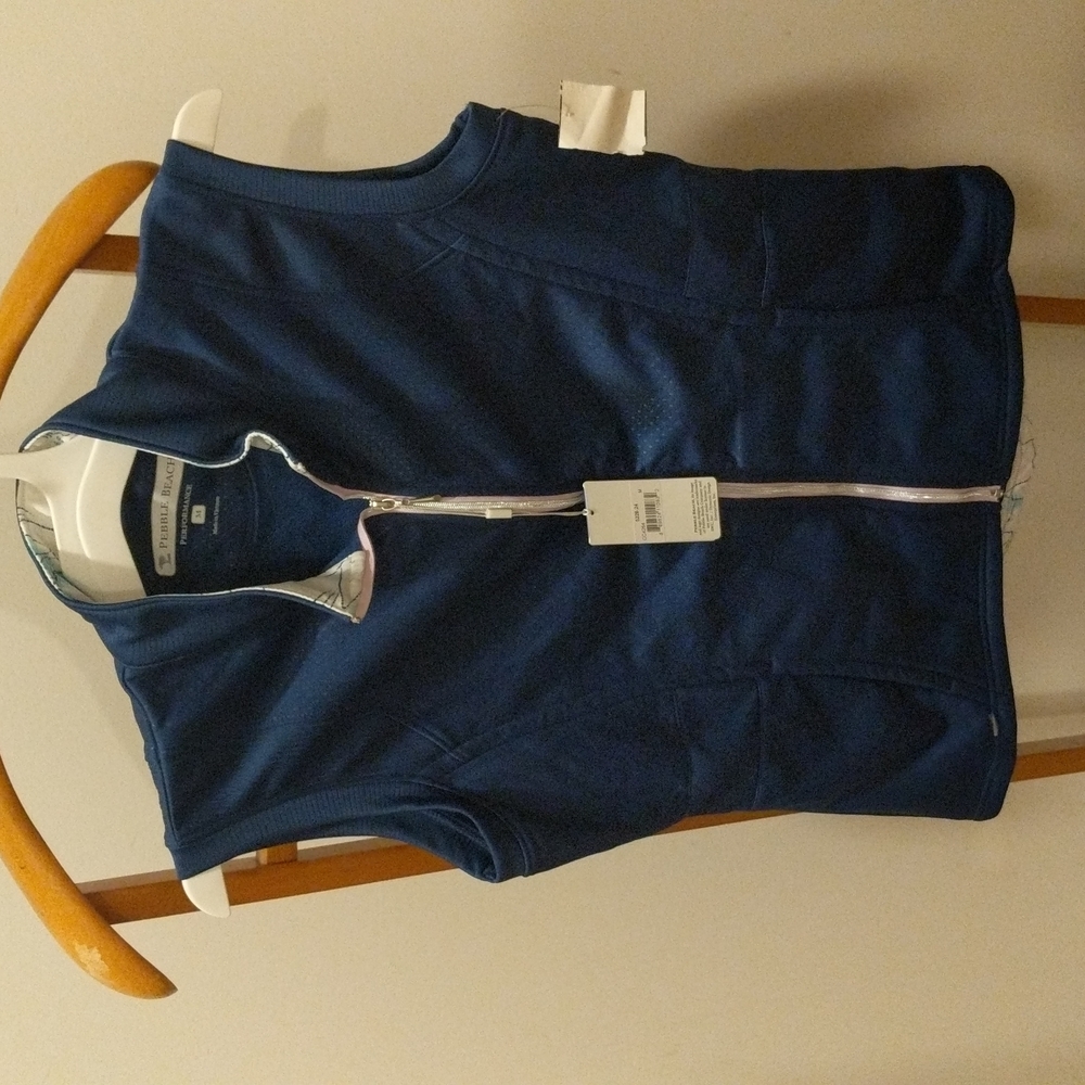 Pebble Beach Women Performance Active Wear Vest Jacket Blue SZ. Medium